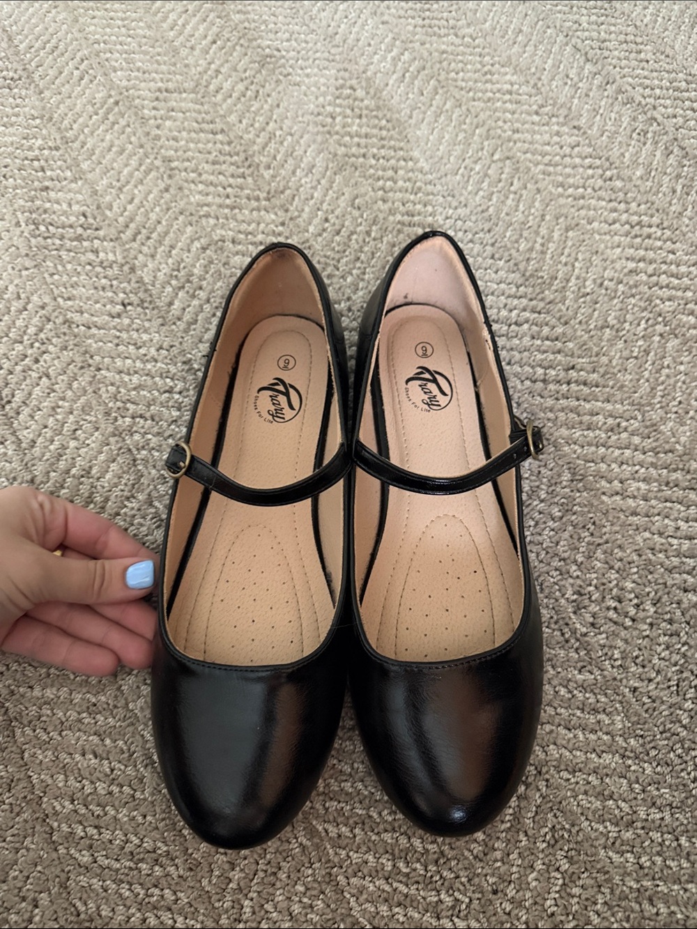 Black Flats with Strap